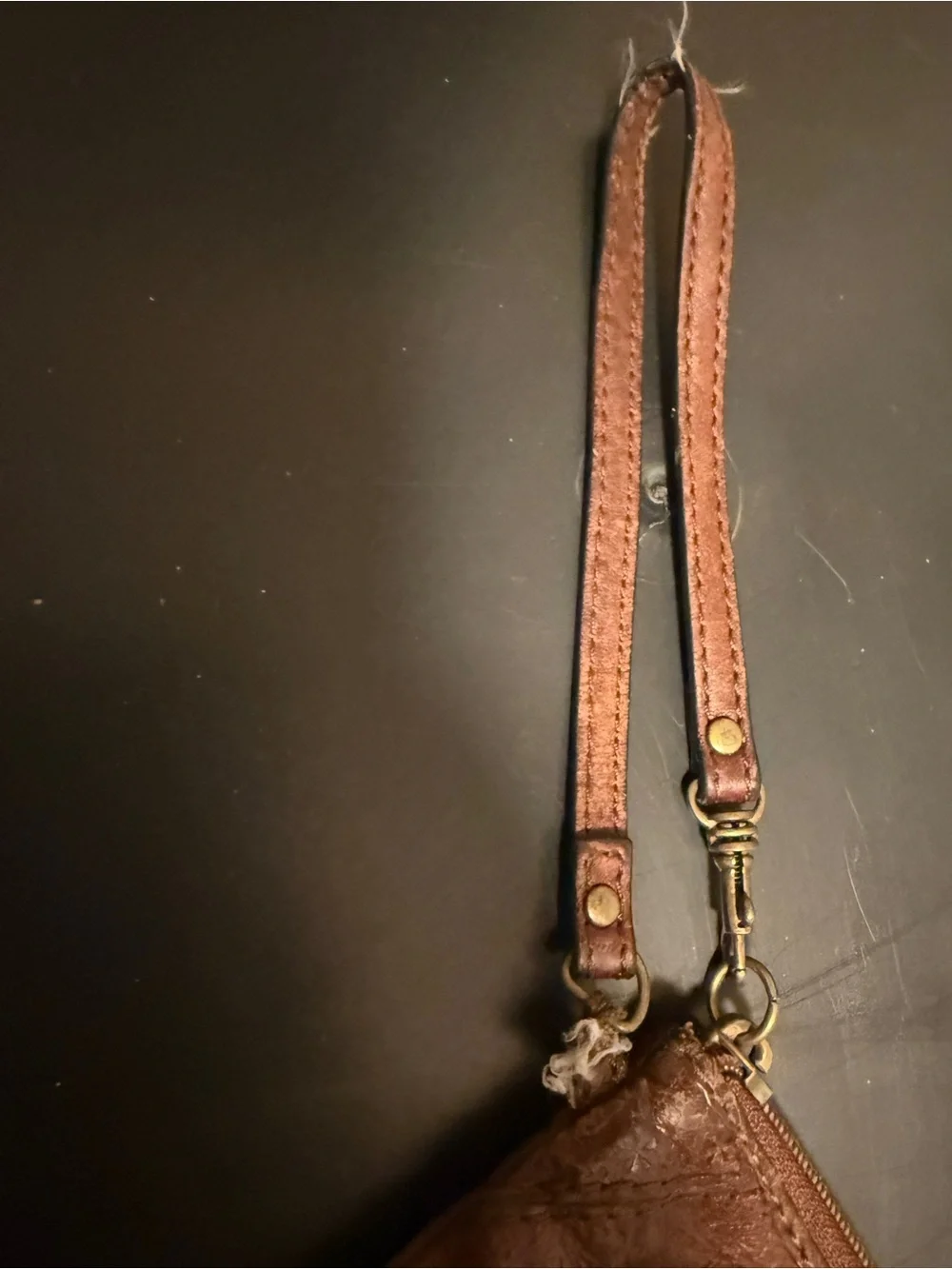 Vintage Fossil Brown Leather Wristlet Wallet - Unbranded